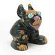 Weller Pottery Black Pop-eye Dog With Blue Eyes 4 Garden Line Arts & Crafts