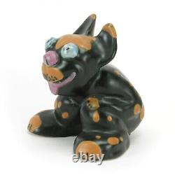 Weller Pottery black Pop-Eye dog with blue eyes 4 Garden line Arts & Crafts