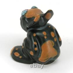 Weller Pottery black Pop-Eye dog with blue eyes 4 Garden line Arts & Crafts