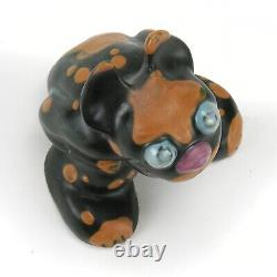 Weller Pottery black Pop-Eye dog with blue eyes 4 Garden line Arts & Crafts