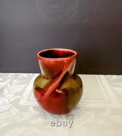 Weller Rarer Unique Oxblood Flambe Glaze early 20's, cabinet vase fins w-a twist