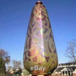 Weller Sicard Gold Lustre Signed Arts Crafts Nouveau Antique Pottery Bottle Vase