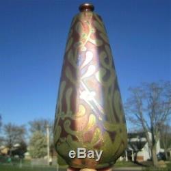 Weller Sicard Gold Lustre Signed Arts Crafts Nouveau Antique Pottery Bottle Vase