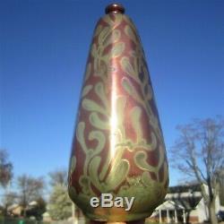 Weller Sicard Gold Lustre Signed Arts Crafts Nouveau Antique Pottery Bottle Vase