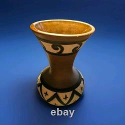 Weller Souevo 1910s Vintage Art Pottery Hand Carved Native American Design Vase