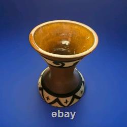 Weller Souevo 1910s Vintage Art Pottery Hand Carved Native American Design Vase