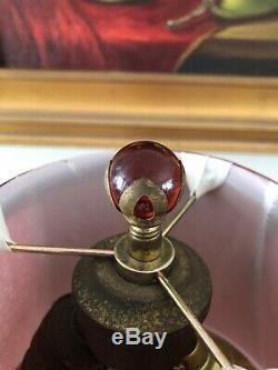 Weller Turkis Arts Crafts Pottery Table Lamp Orig Finial Davart Oxblood Antique