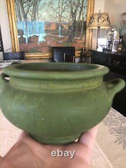 Weller or Roseville Arts & Crafts Matte Green Vase with Handles Chloron Egypto