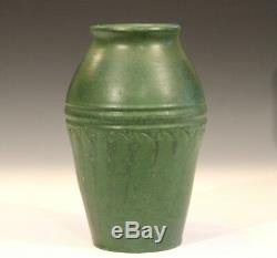 Wheatley Pottery Matt Green Arts & Crafts Antique Leathery Silvery Vase 10