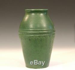 Wheatley Pottery Matt Green Arts & Crafts Antique Leathery Silvery Vase 10