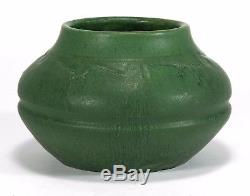 Wheatley Pottery matte Grueby green spiral wave design vase Arts & Crafts