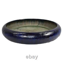 William J. Walley c1910s Vintage Arts And Crafts Mottled Blue Pottery Bowl
