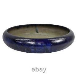 William J. Walley c1910s Vintage Arts And Crafts Mottled Blue Pottery Bowl