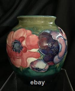 William Moorcroft Anemone 5 Ball Vase British Art Pottery Arts & Crafts EUC