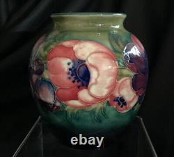 William Moorcroft Anemone 5 Ball Vase British Art Pottery Arts & Crafts EUC