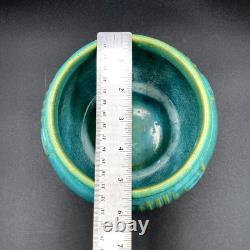 Zanesville Pottery Aqua #103 Greek Key Pot Glossy Glaze Arts & Crafts 1930s Blue