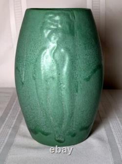Zanesville Pottery, Arts & Crafts Floral Vase, Deep Matte Green, Nice
