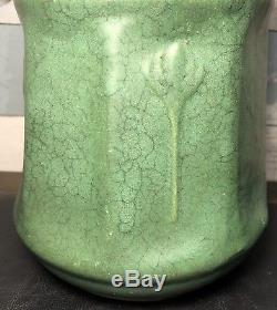 Zanesville Pottery Arts & Crafts Pottery Matte Green Elephant Leg Vase