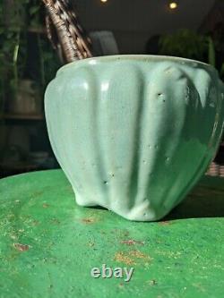 Zanesville Pottery, Arts & Crafts, Vertical Leaves Footed Jardiniere