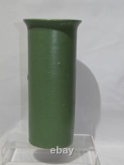 Zanesville Stoneware 1930s Arts & Crafts Matte Green Vase Vintage American 9.25