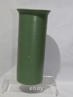 Zanesville Stoneware 1930s Arts & Crafts Matte Green Vase Vintage American 9.25