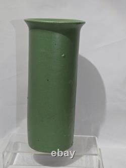 Zanesville Stoneware 1930s Arts & Crafts Matte Green Vase Vintage American 9.25
