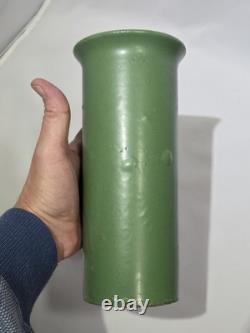Zanesville Stoneware 1930s Arts & Crafts Matte Green Vase Vintage American 9.25