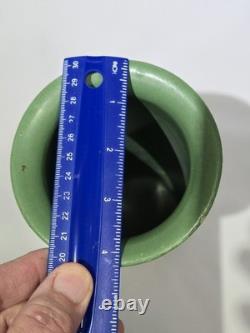 Zanesville Stoneware 1930s Arts & Crafts Matte Green Vase Vintage American 9.25