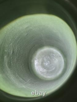 Zanesville Stoneware 1930s Arts & Crafts Matte Green Vase Vintage American 9.25