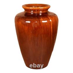 Zanesville Stoneware 1930s Arts and Crafts Pottery Brown Leaf Ceramic Vase 102