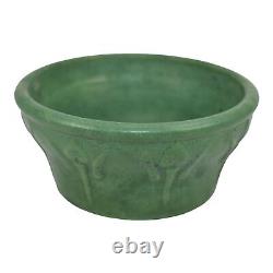 Zanesville Stoneware 1930s Vintage Arts And Craft Pottery Matte Green Bowl