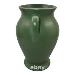 Zanesville Stoneware 1930s Vintage Arts And Craft Pottery Olive Green Vase 4VH