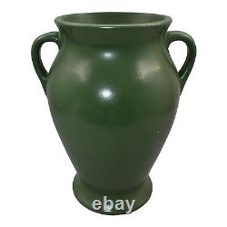 Zanesville Stoneware 1930s Vintage Arts And Craft Pottery Olive Green Vase 4VH
