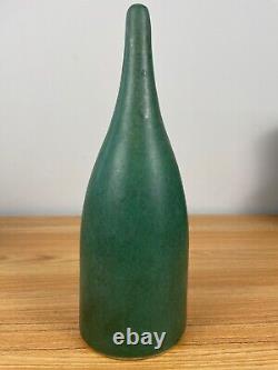 Zanesville Stoneware Arts & Crafts Matte Green Pottery Funeral/Cemetery Vase