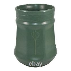 Zanesville Stoneware Pottery 1930s Vintage Arts And Crafts Matte Green Vase 11