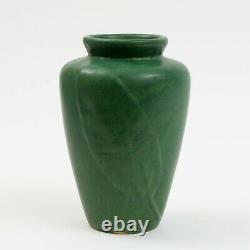 Zanesville Stoneware Pottery Arts & Crafts Style Vase Green Matte Tobacco Leaf