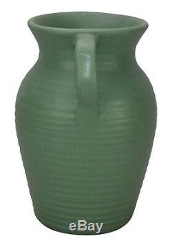 Zanesville Stoneware Pottery Matte Green Arts and Crafts Ceramic Vase 523