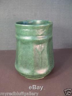 Zanesville Stoneware Pottery Matte Green Vase Arts & Crafts Style