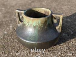 (circa 1920) Fulper Pottery Arts & Crafts Two Handled #452 Vase Green Glazed