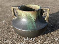 (circa 1920) Fulper Pottery Arts & Crafts Two Handled #452 Vase Green Glazed